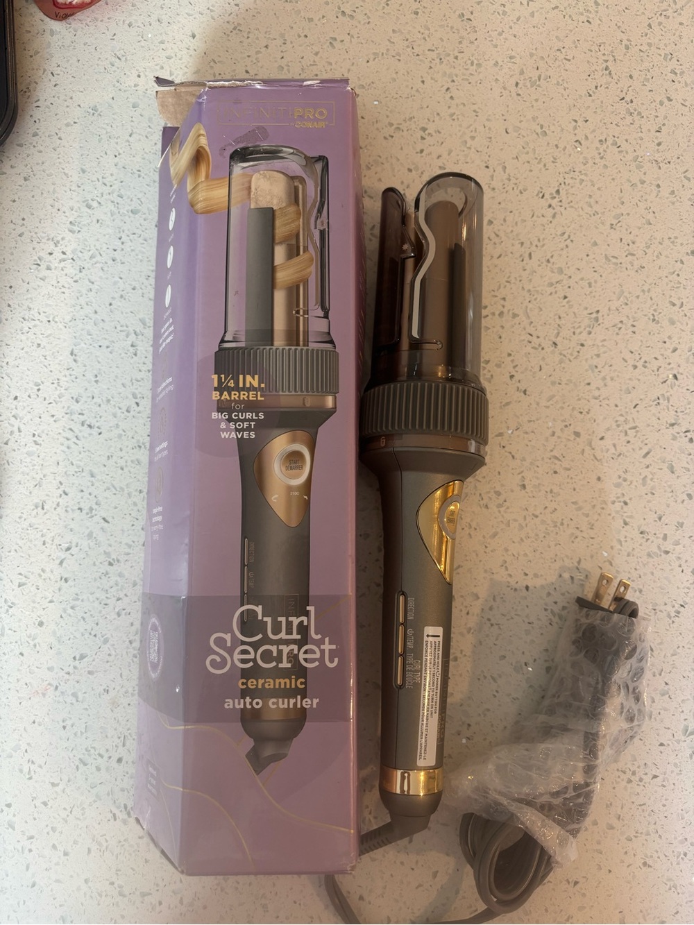 Curl Secret Ceramic Auto Curler — Gray and Gold
